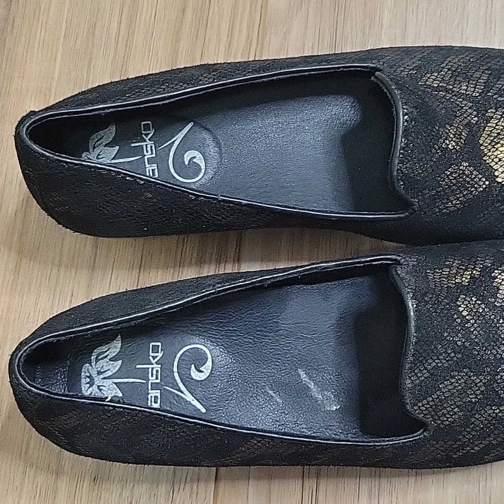 Dansko Olivia Bronze Snake Print Slip Ons